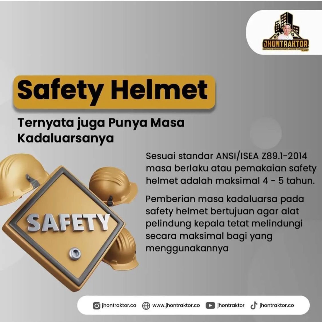 Safety Helmet Ternyata juga Punya Masa Kadaluarsanya